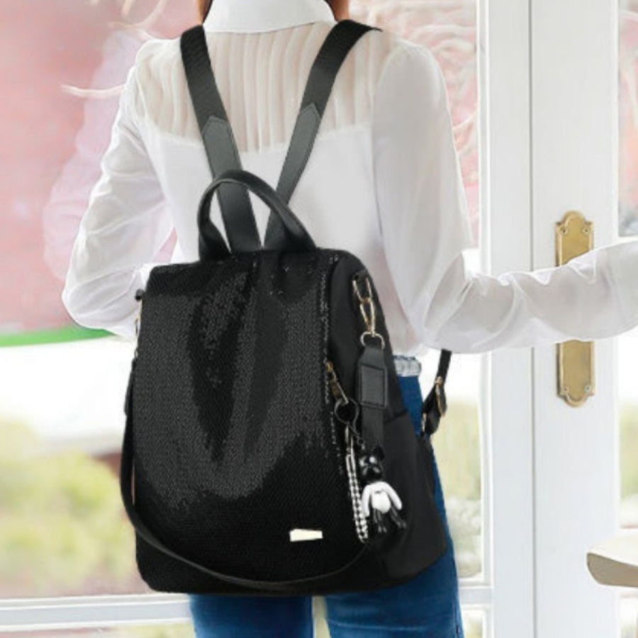 Sequin Lightweight Backpack Bag Black / One Size Apparel and Accessories