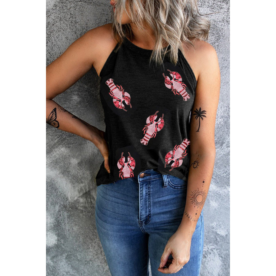 Sequin Lobster Round Neck Tank Apparel and Accessories