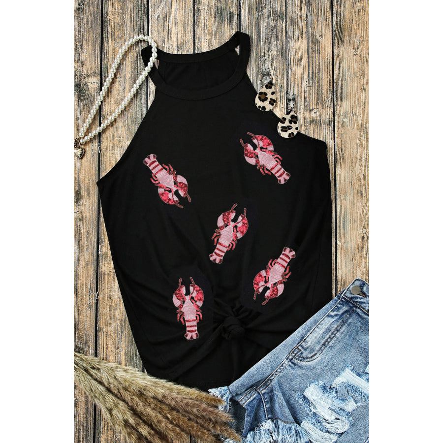 Sequin Lobster Round Neck Tank Apparel and Accessories