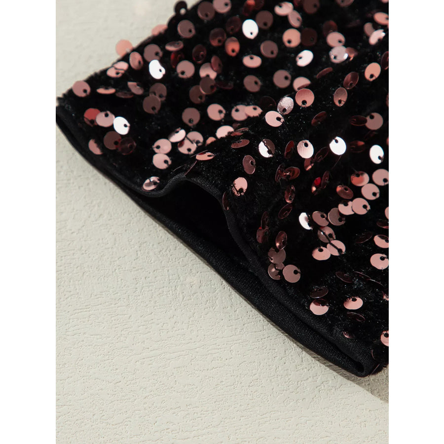 Sequin Long Sleeve Cutout Back Top Apparel and Accessories