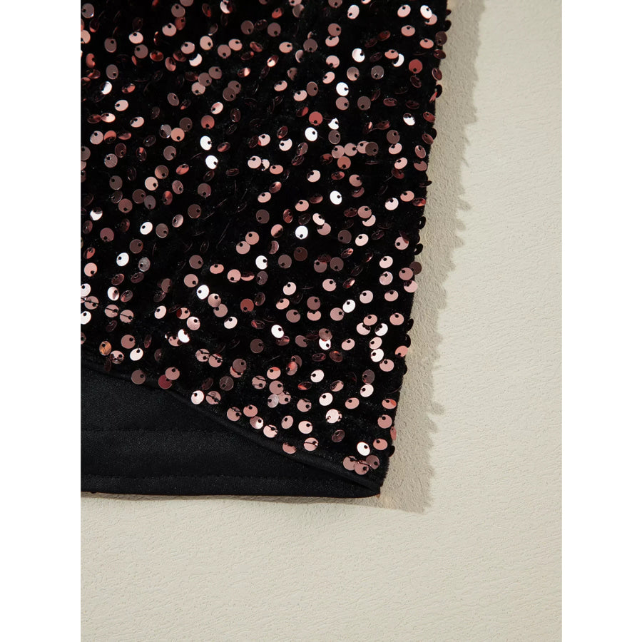 Sequin Long Sleeve Cutout Back Top Apparel and Accessories