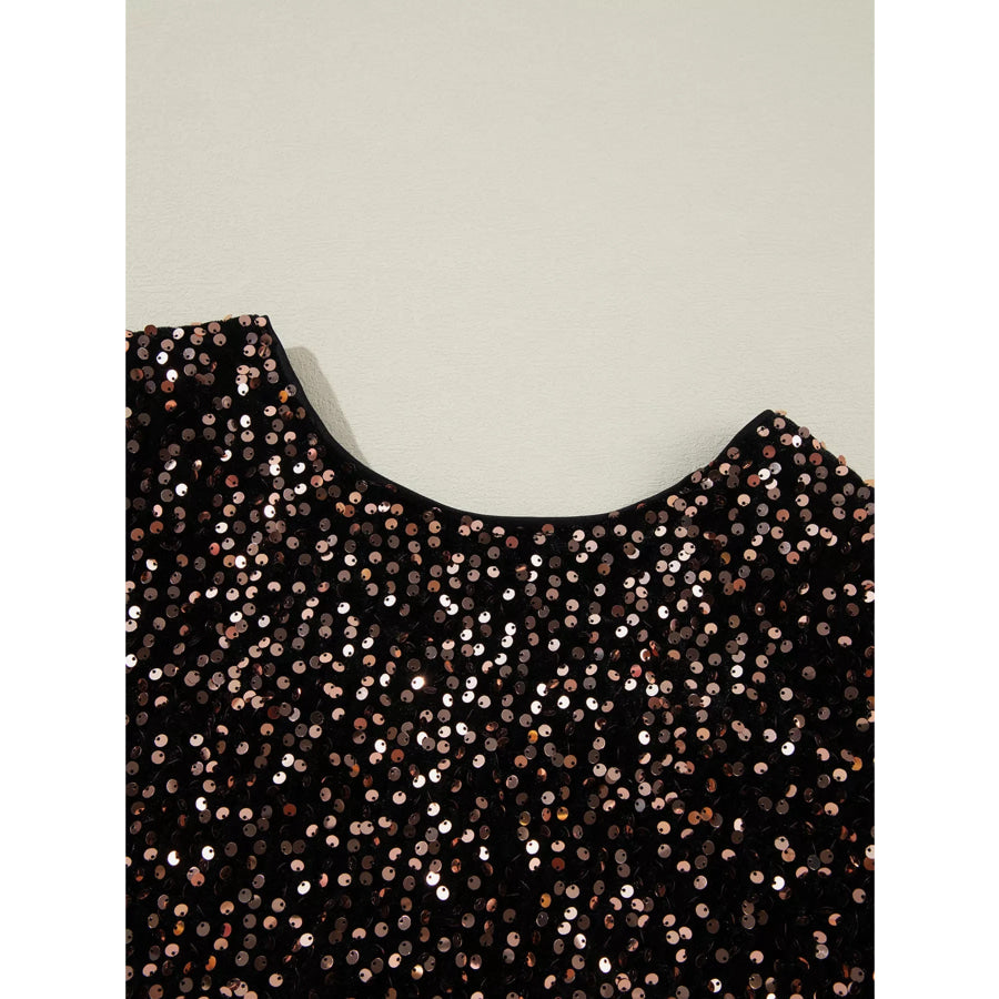 Sequin Long Sleeve Cutout Back Top Apparel and Accessories