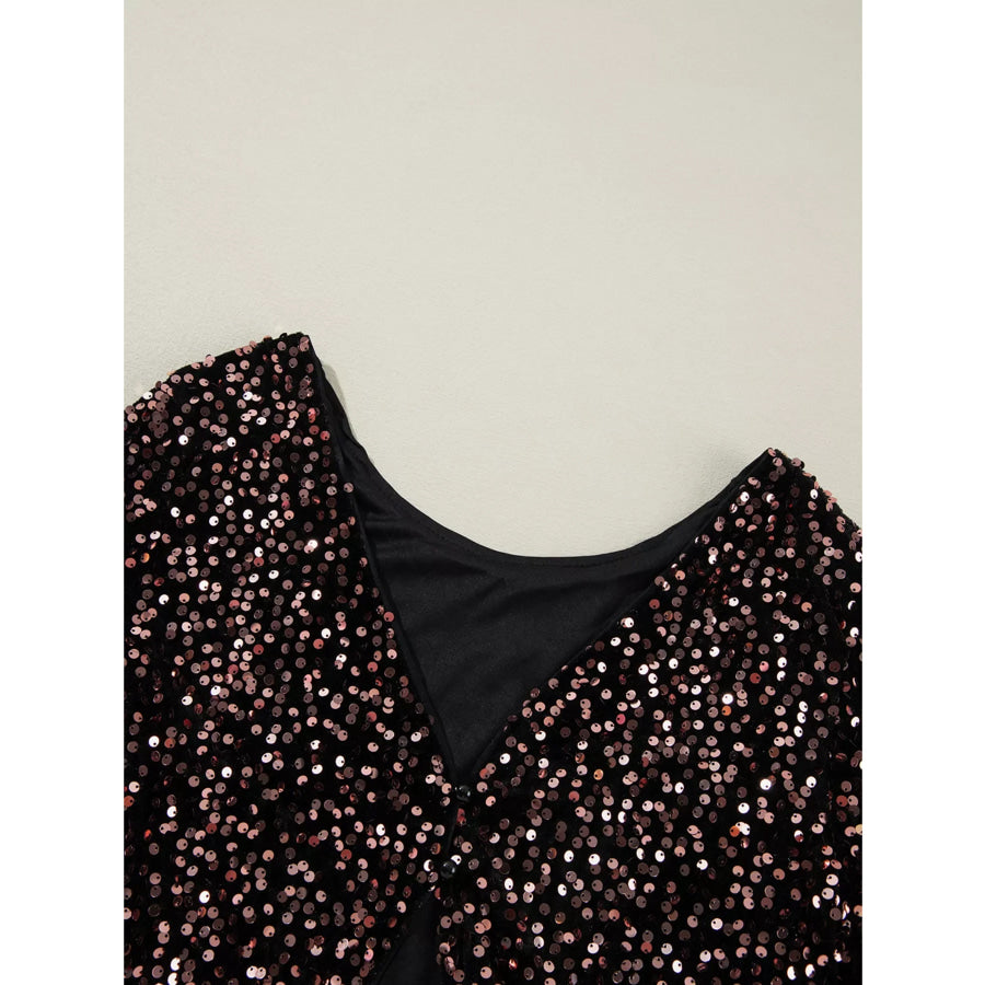 Sequin Long Sleeve Cutout Back Top Apparel and Accessories
