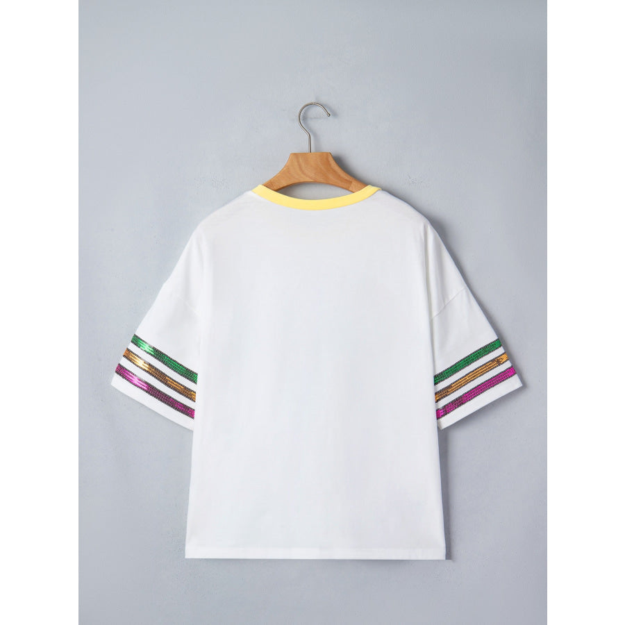 Sequin Mardi Gras Half Sleeve T Shirt Apparel and Accessories