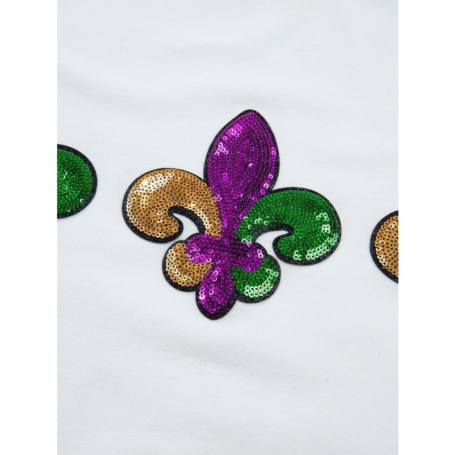 Sequin Mardi Gras Half Sleeve T Shirt Apparel and Accessories