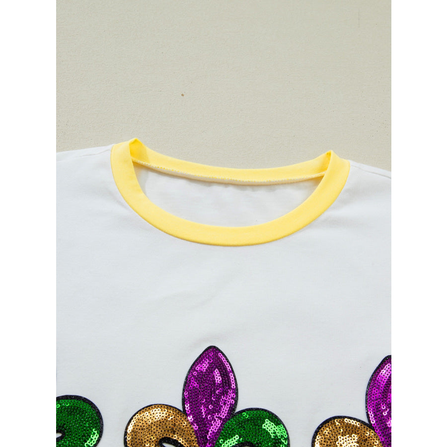 Sequin Mardi Gras Half Sleeve T Shirt Apparel and Accessories