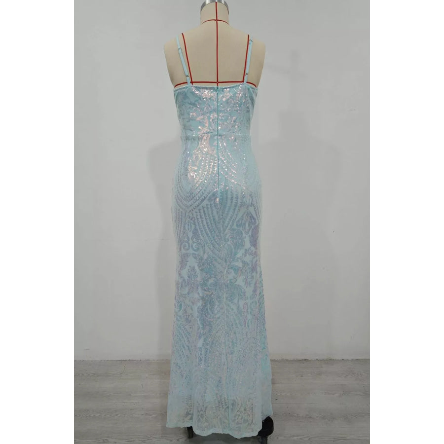 Sequin Mermaid Evening Maxi Cami Dress Apparel and Accessories