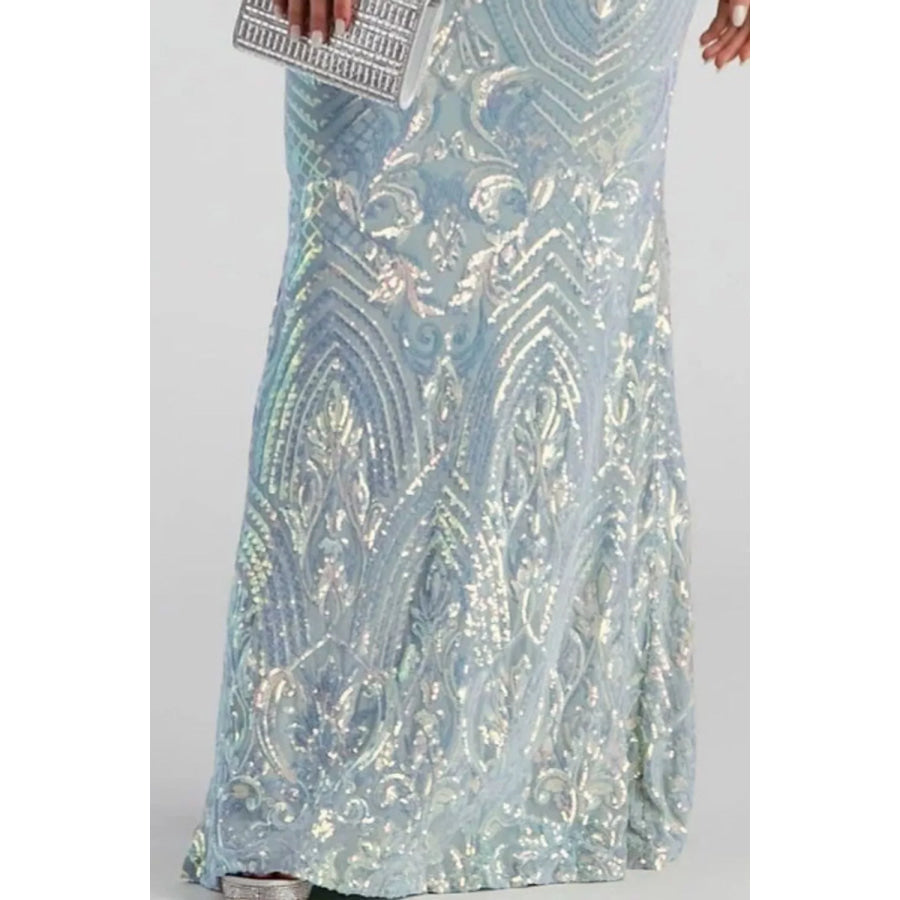 Sequin Mermaid Evening Maxi Cami Dress Apparel and Accessories