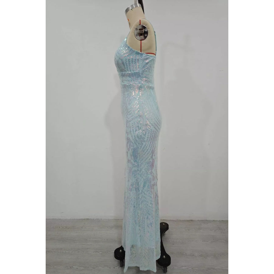 Sequin Mermaid Evening Maxi Cami Dress Apparel and Accessories