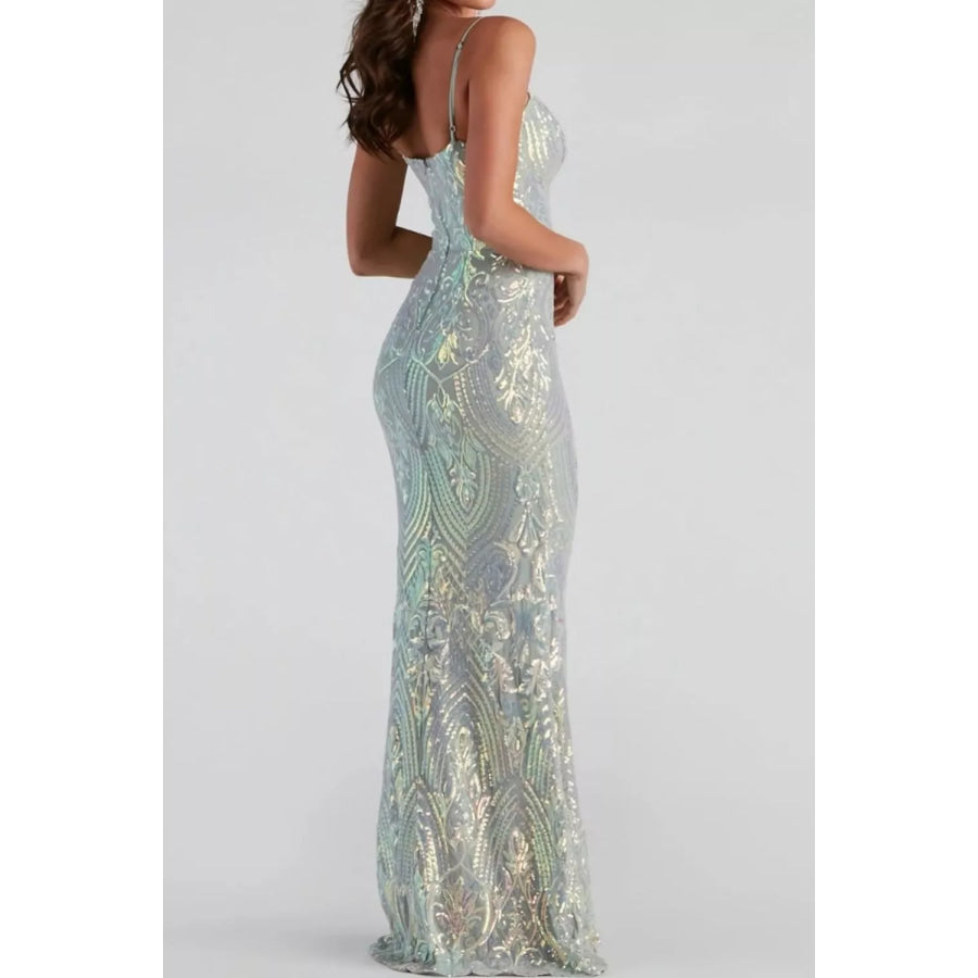 Sequin Mermaid Evening Maxi Cami Dress Apparel and Accessories