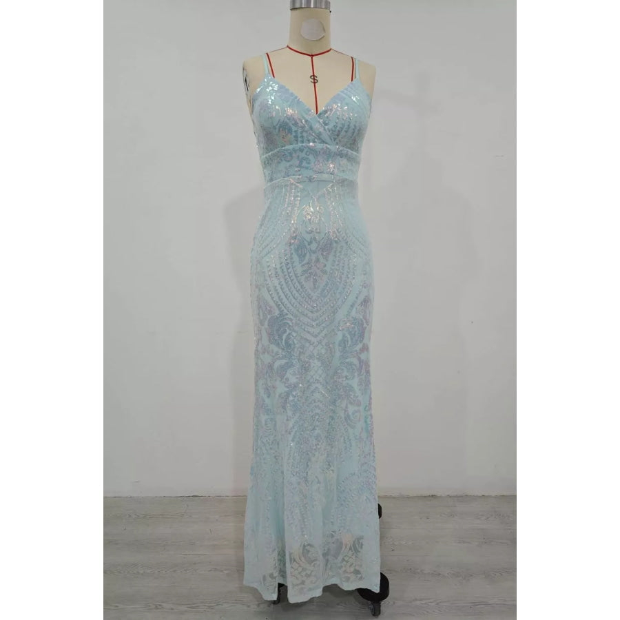 Sequin Mermaid Evening Maxi Cami Dress Apparel and Accessories