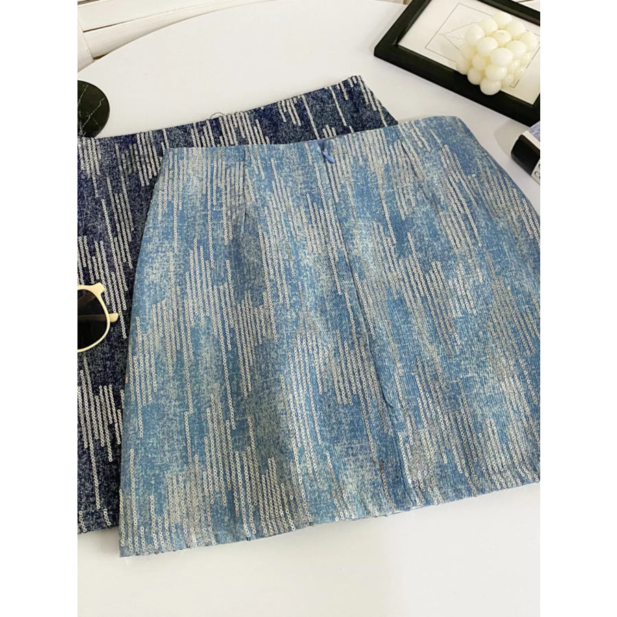 Sequin Mini Skirt Light Blue / S Apparel and Accessories