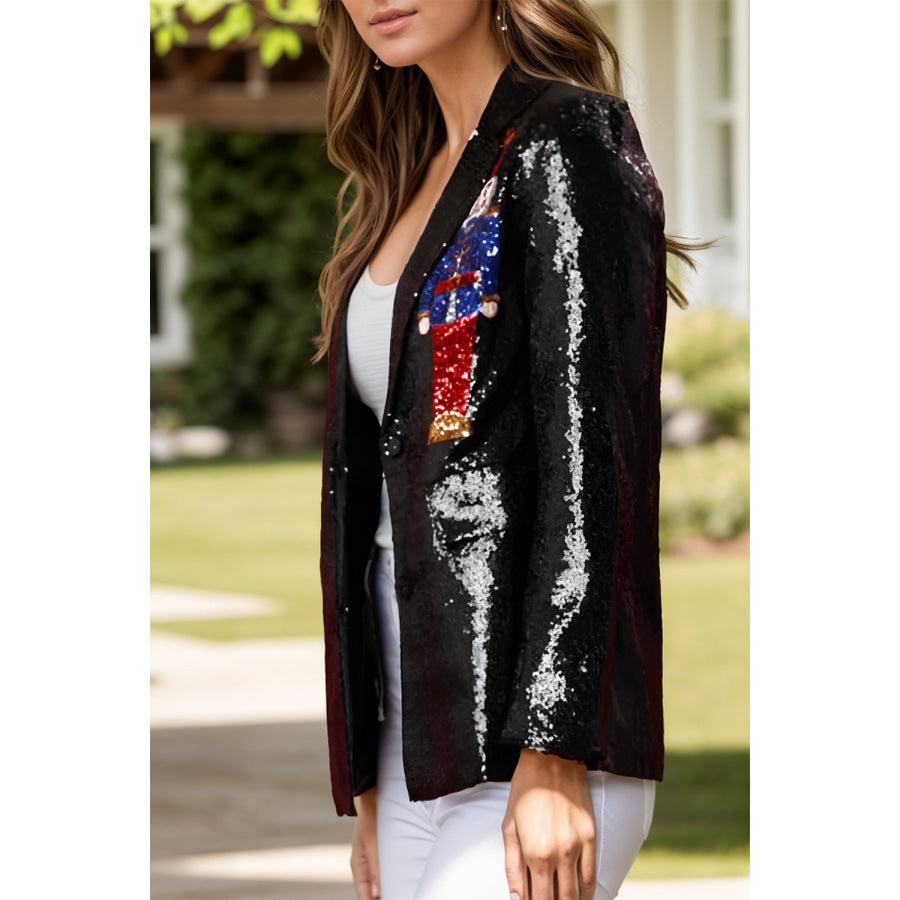 Sequin Nutcracker Long Sleeve Blazer Apparel and Accessories