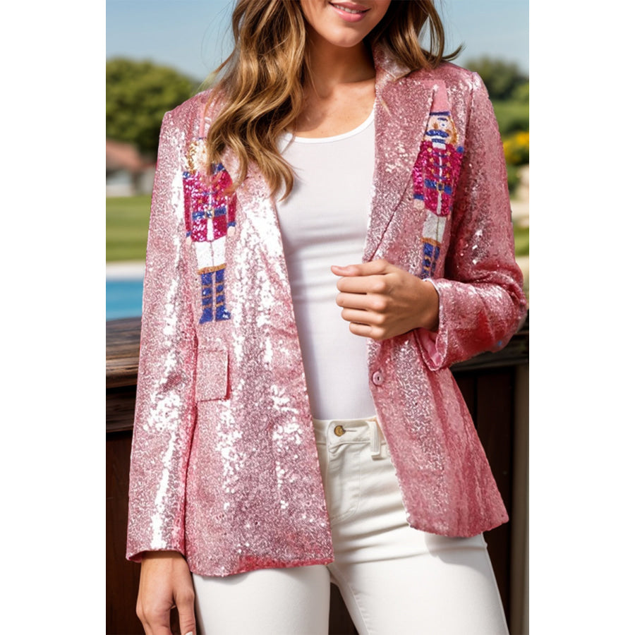 Sequin Nutcracker Long Sleeve Blazer Apparel and Accessories