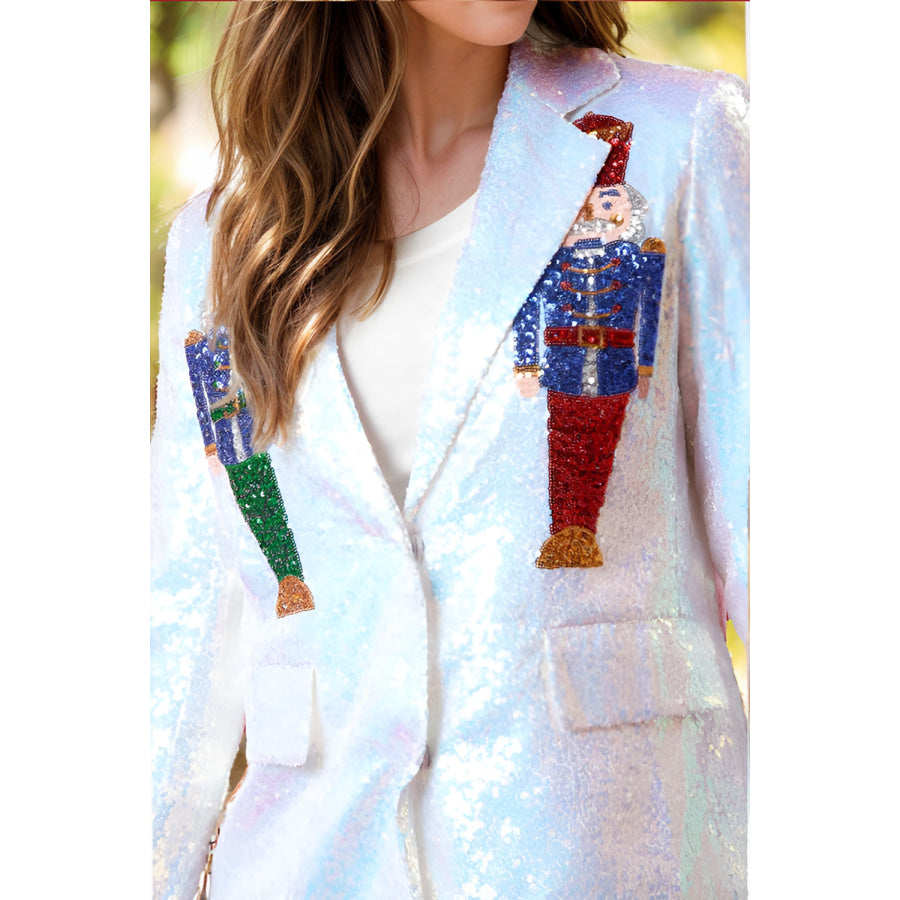 Sequin Nutcracker Long Sleeve Blazer Apparel and Accessories