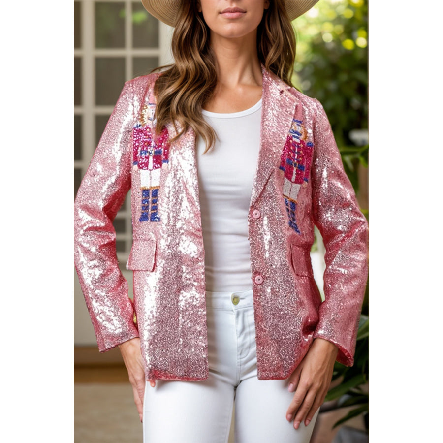 Sequin Nutcracker Long Sleeve Blazer Apparel and Accessories