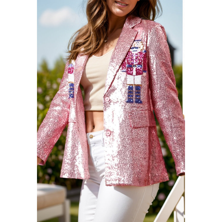 Sequin Nutcracker Long Sleeve Blazer Dusty Pink / S Apparel and Accessories