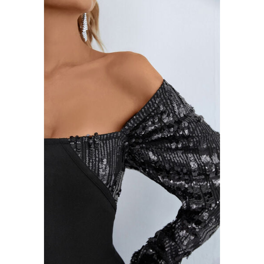 Sequin Off-Shoulder Mini Dress Clothing