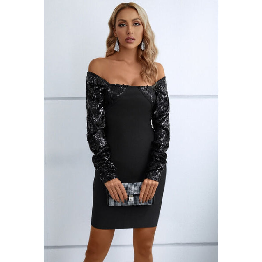 Sequin Off-Shoulder Mini Dress Clothing