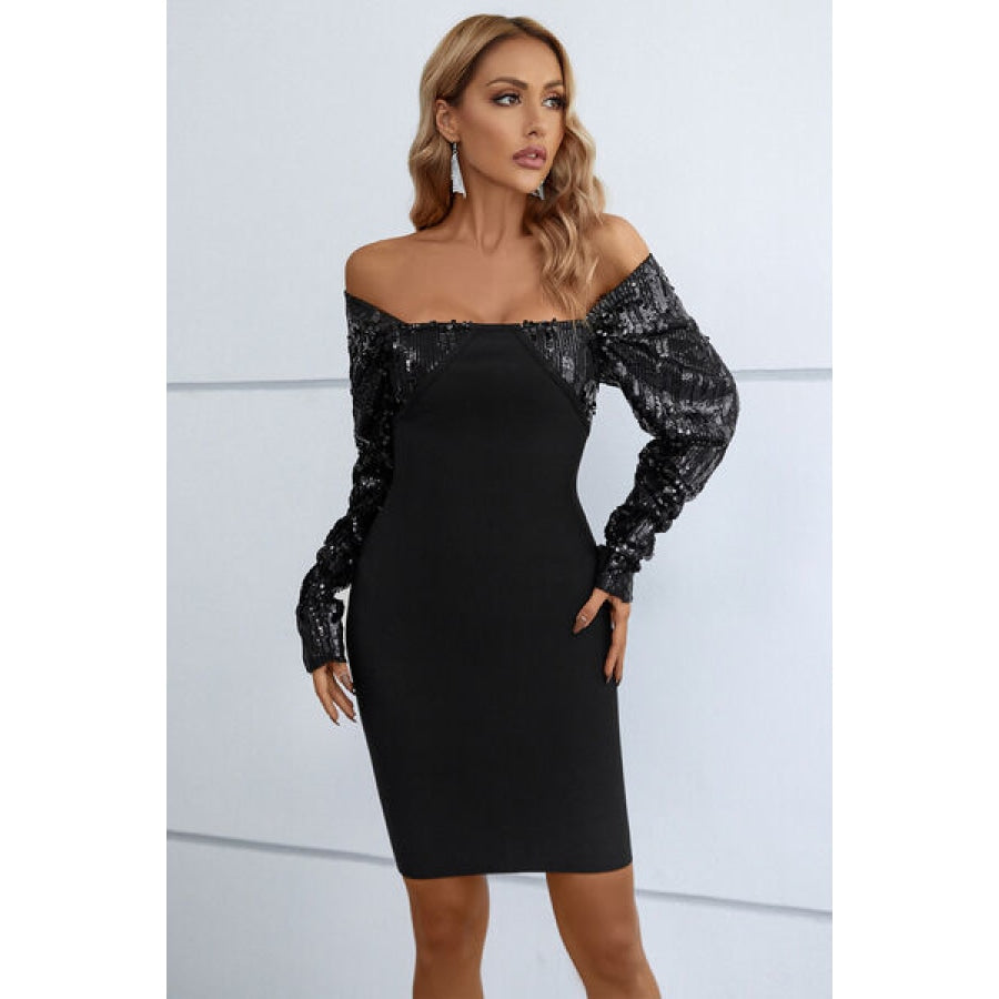 Sequin Off-Shoulder Mini Dress Clothing