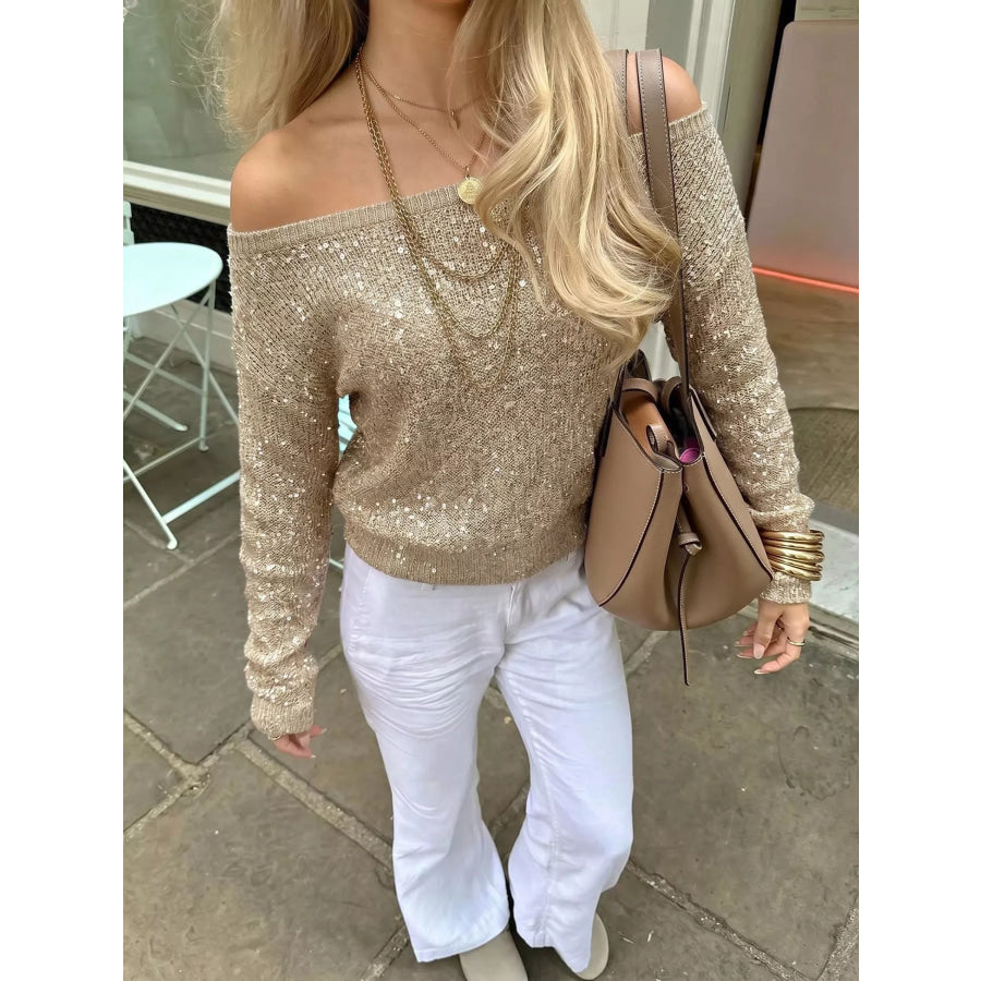 Sequin Off-Shoulder Sweater Apparel and Accessories