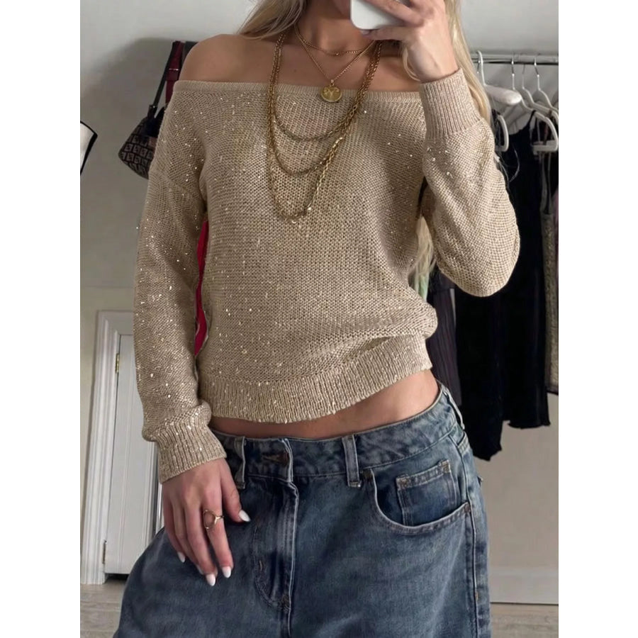 Sequin Off-Shoulder Sweater Apparel and Accessories