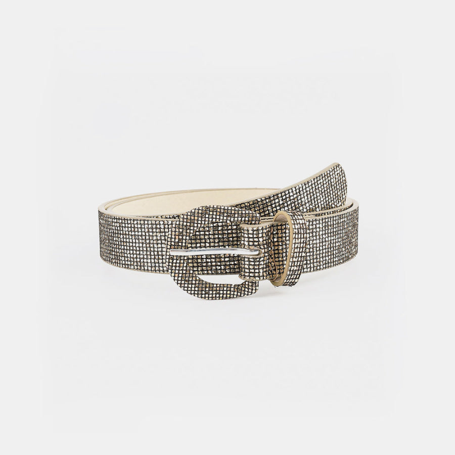 Sequin PU Leather Belt Khaki / S Apparel and Accessories