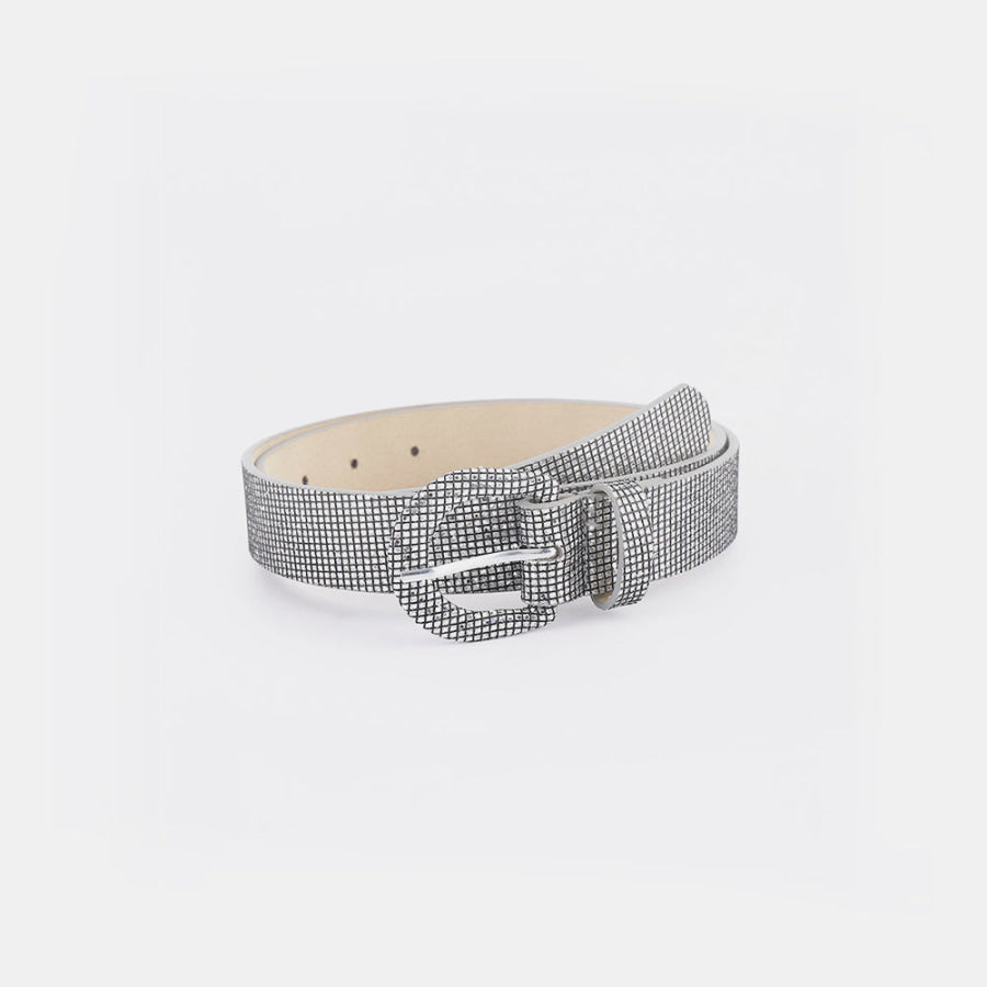 Sequin PU Leather Belt Light Gray / S Apparel and Accessories