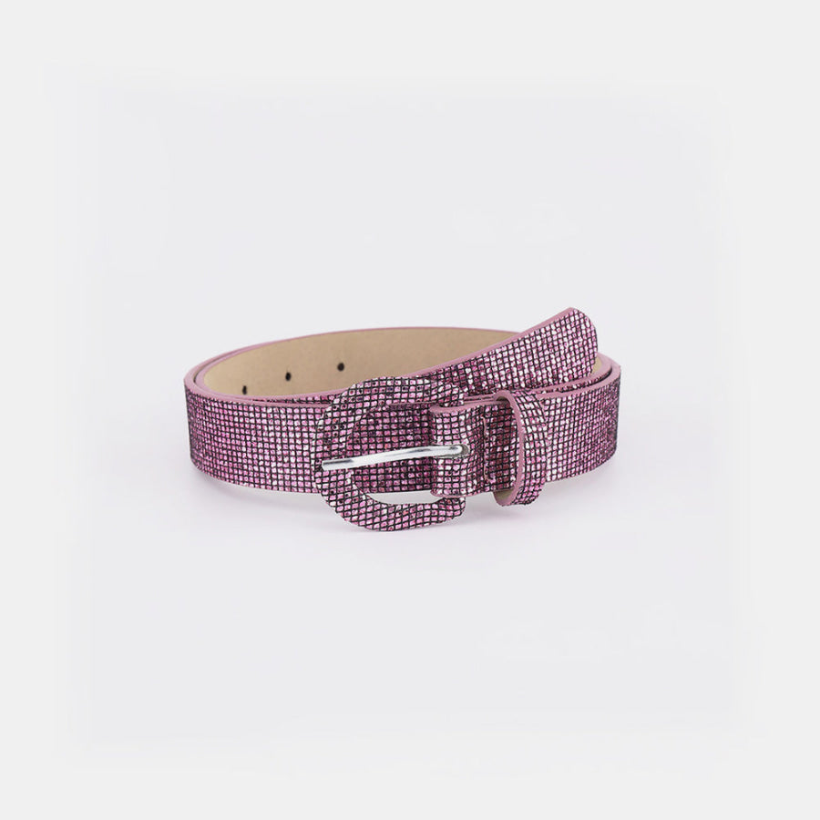 Sequin PU Leather Belt Moonlit Mauve / S Apparel and Accessories