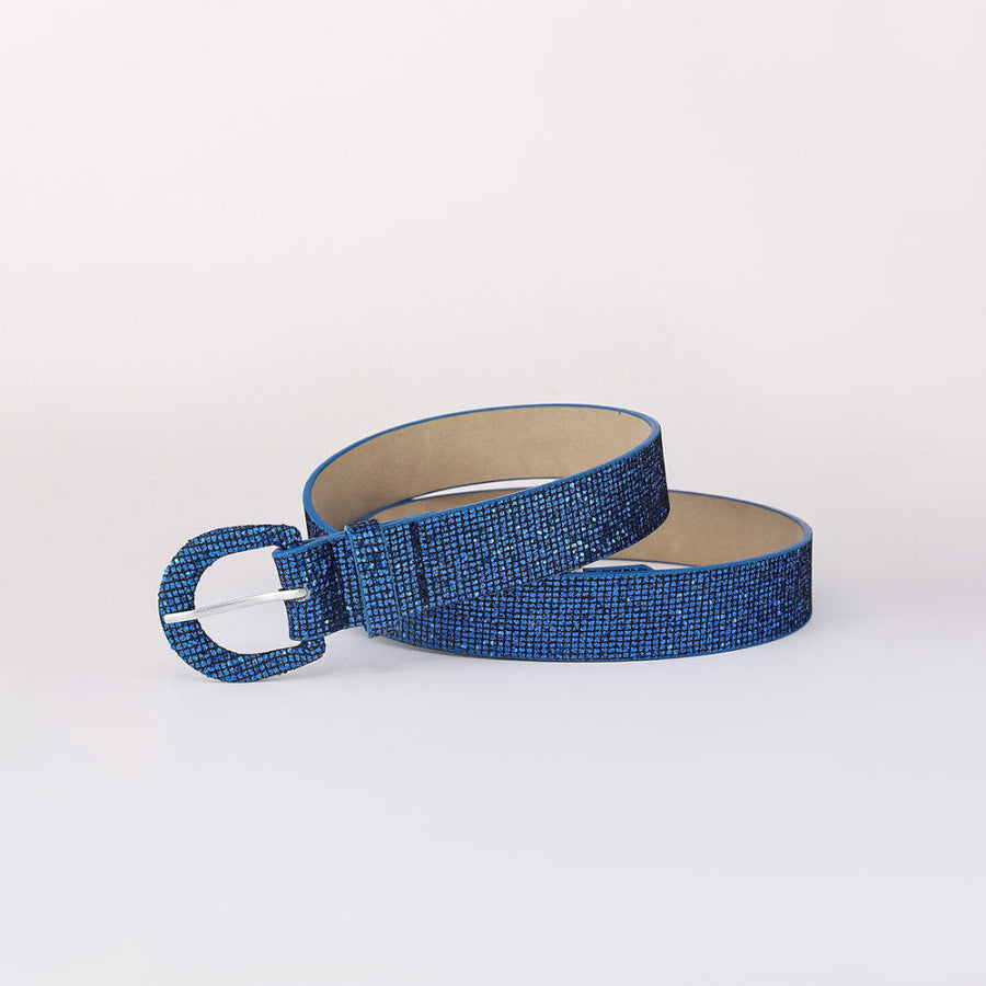 Sequin PU Leather Belt Royal Blue / S Apparel and Accessories