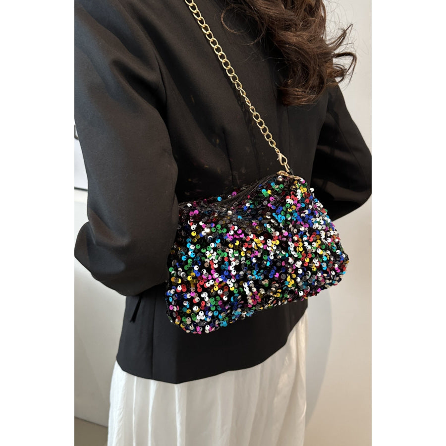 Sequin Removable Strap Shoulder Bag Multicolor / One Size Apparel and Accessories