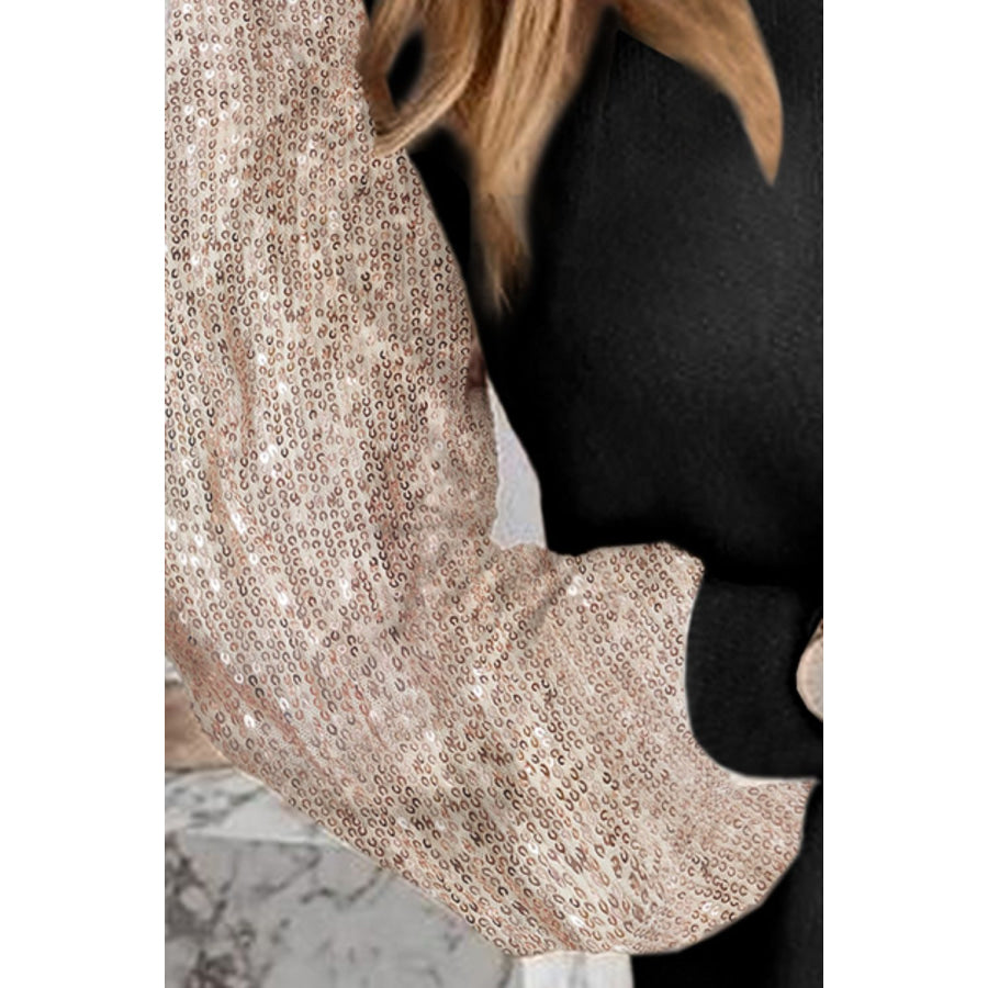 Sequin Round Neck Long Sleeve Dress Apparel and Accessories