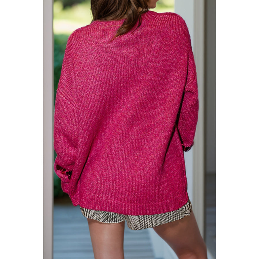 Sequin Round Neck Long Sleeve Sweater Apparel and Accessories