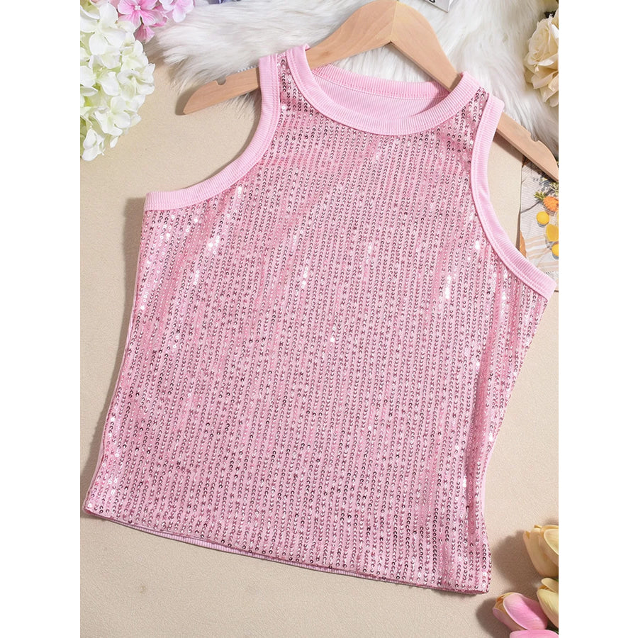Sequin Round Neck Tank Apparel and Accessories