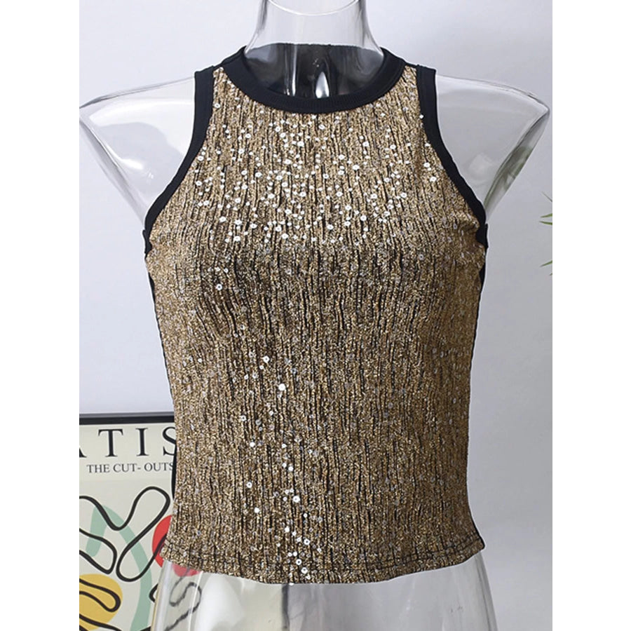 Sequin Round Neck Tank Apparel and Accessories