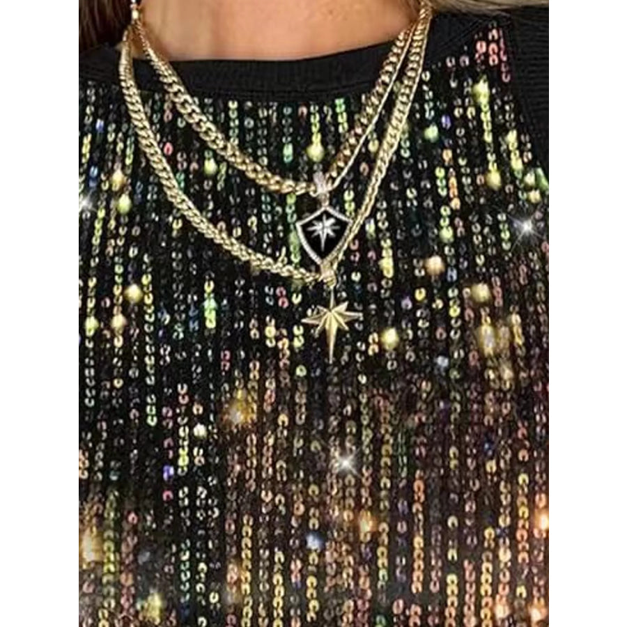 Sequin Round Neck Tank Apparel and Accessories