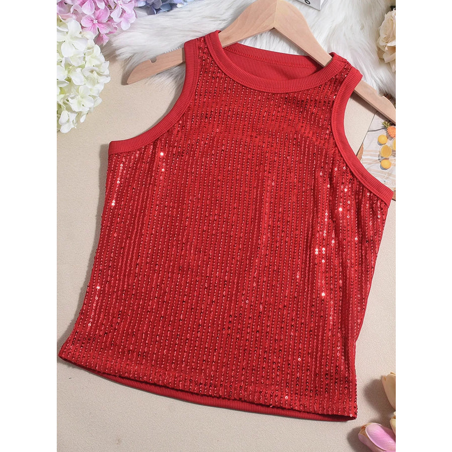 Sequin Round Neck Tank Apparel and Accessories