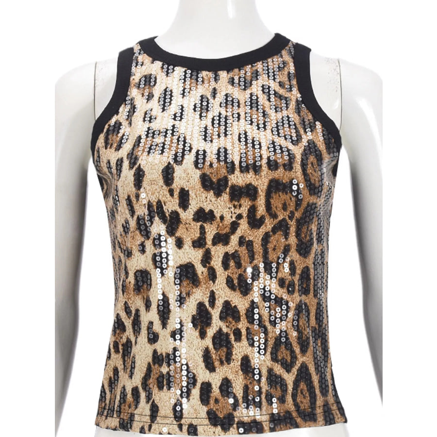 Sequin Round Neck Tank Apparel and Accessories
