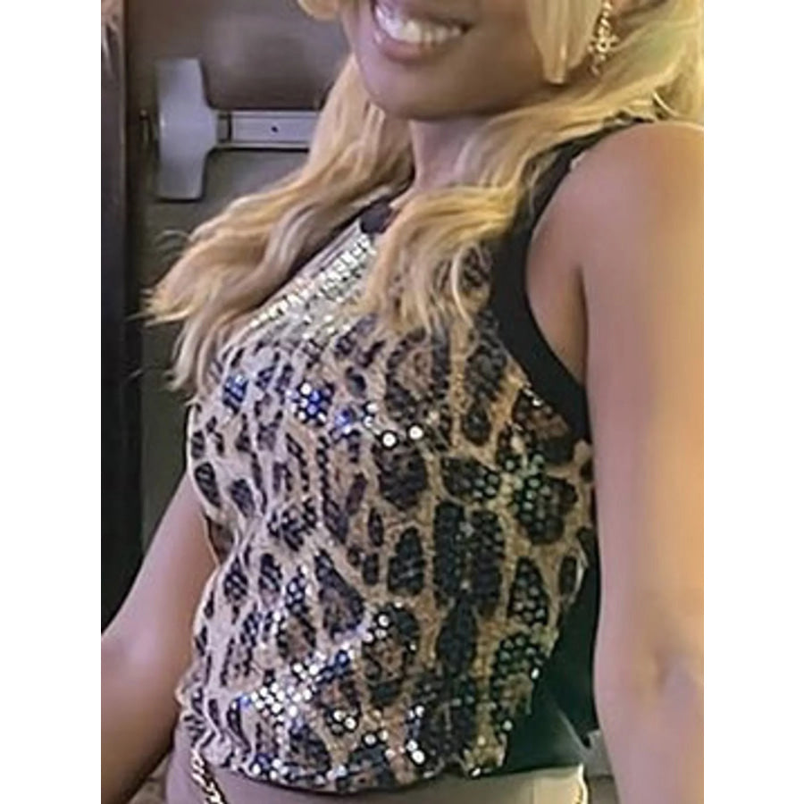 Sequin Round Neck Tank Apparel and Accessories