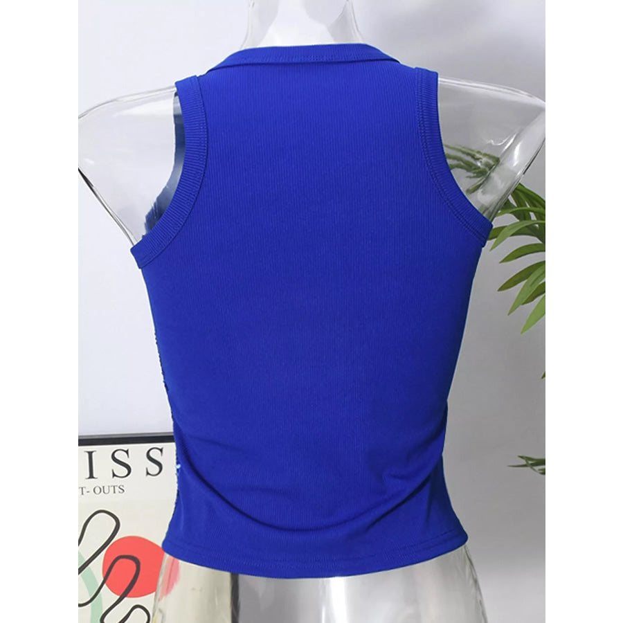 Sequin Round Neck Tank Apparel and Accessories