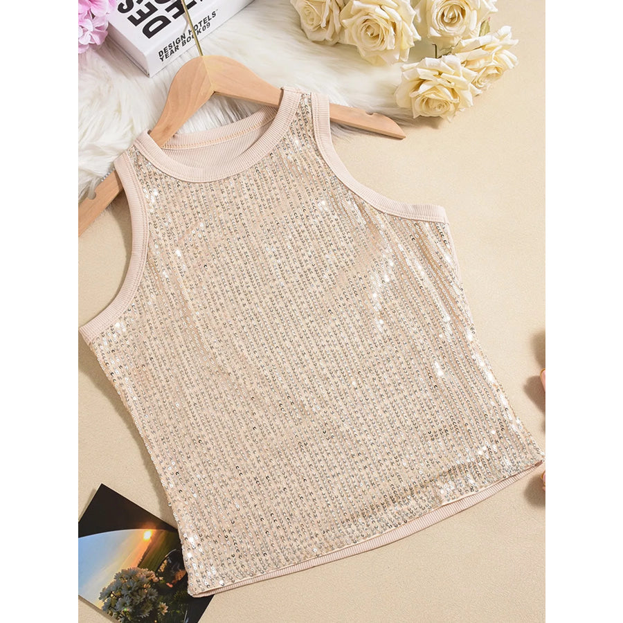 Sequin Round Neck Tank Apparel and Accessories