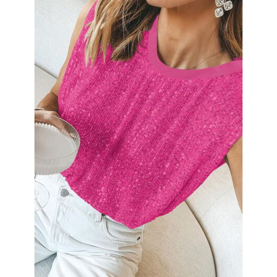 Sequin Round Neck Tank Apparel and Accessories