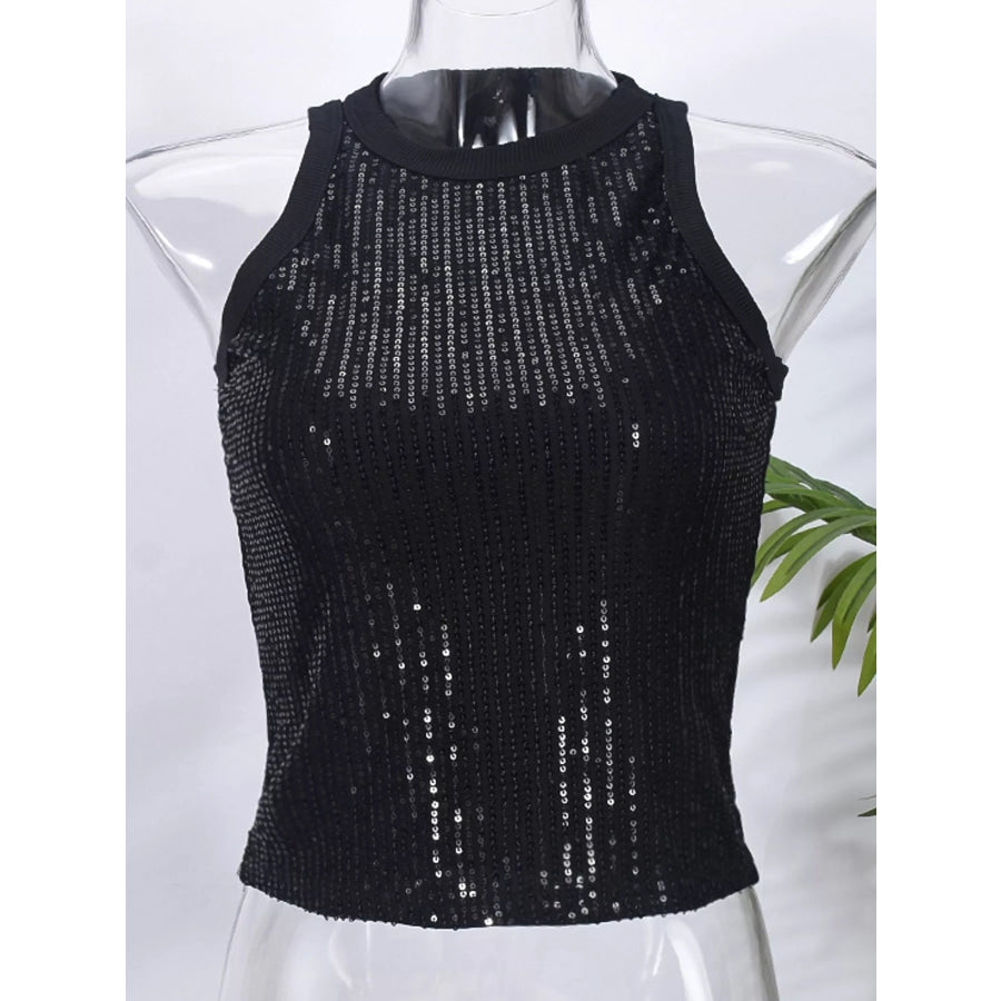 Sequin Round Neck Tank Apparel and Accessories