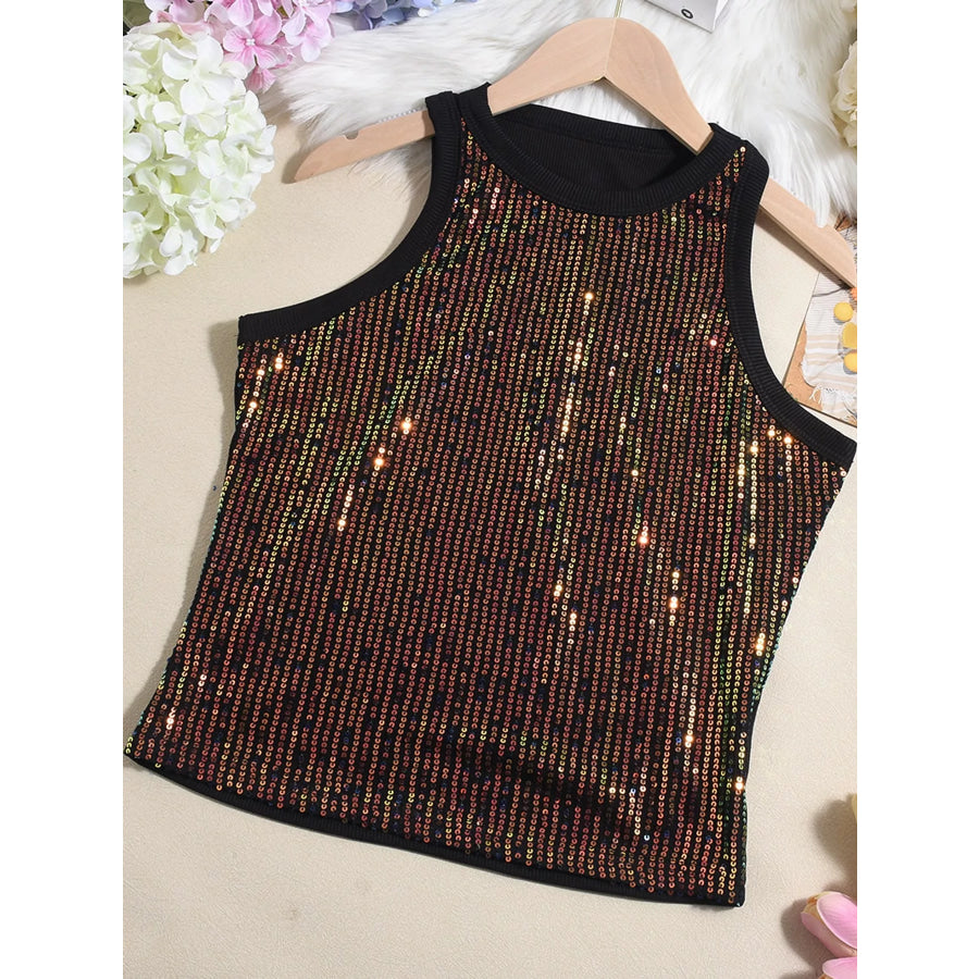 Sequin Round Neck Tank Apparel and Accessories