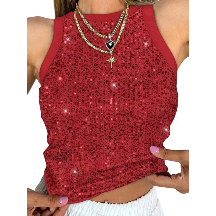 Sequin Round Neck Tank Apparel and Accessories