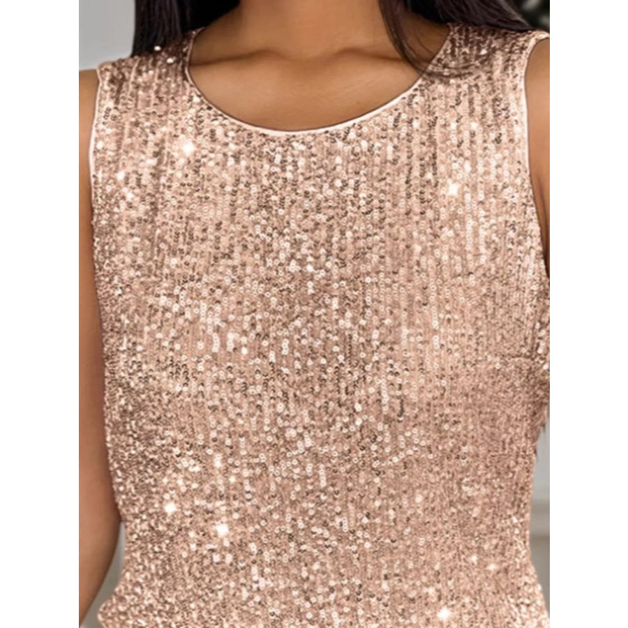 Sequin Round Neck Tank Top Apparel and Accessories
