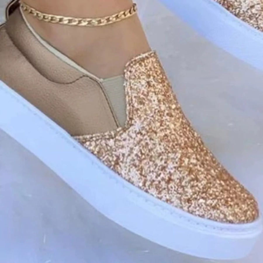 Sequin Round Toe Platform Slip-Ons Apparel and Accessories