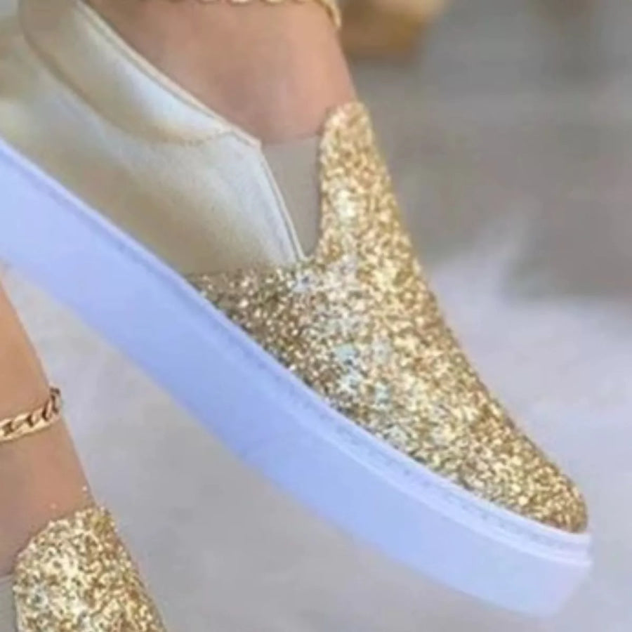 Sequin Round Toe Platform Slip-Ons Apparel and Accessories