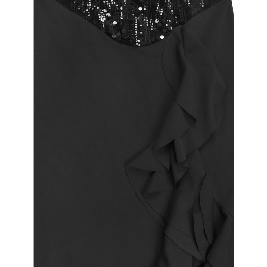 Sequin Ruffle Hem Maxi Dress Apparel and Accessories