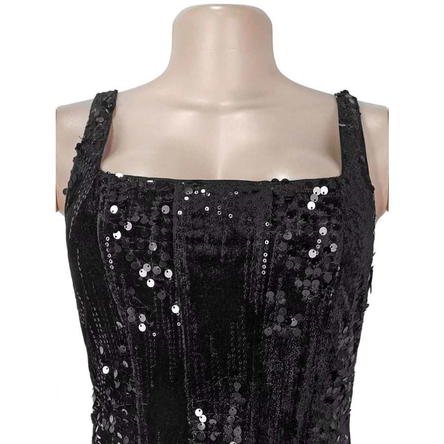 Sequin Ruffle Hem Maxi Dress Apparel and Accessories